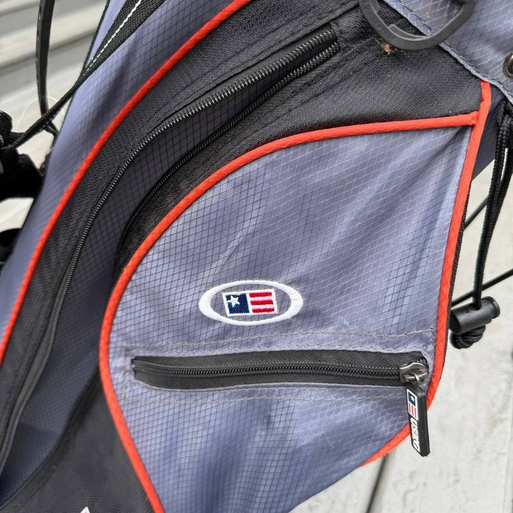 US Kids Golf USKG 51 Junior Stand Bag Grey Black Orange Lightweight Dual Strap
